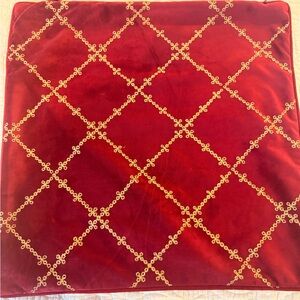 Rodeo Home Embroidered Red Velvet Throw Pillow Cover